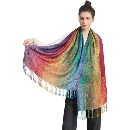 PALAY Women Shawl Long Scarf Shawl Aesthetic Color Jacquard Tassels Wraps Shawls Silk-touch Long Scarf Shawl Women Beach Wraps Beach Cover Ups, 70x200cm PALAY Women Shawl Long Scarf Shawl Aesthetic Color Jacquard Tassels Wraps Shawls Silk-touch Long Scarf Shawl Women Beach Wraps Beach Cover Ups, 70x200cm